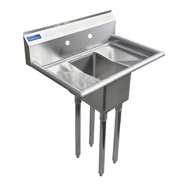 Amgood Stainless Steel 1 Compartment Utility Sink with 10 in. Left and Right Drainboards. No Faucet SINK 101410-10LR - NO FAUCET - main